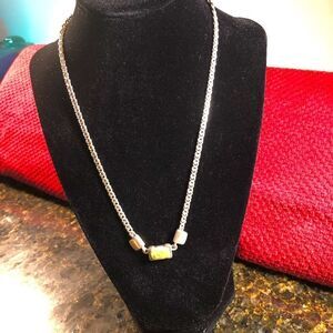 VINTAGE LC silver with green stone necklace